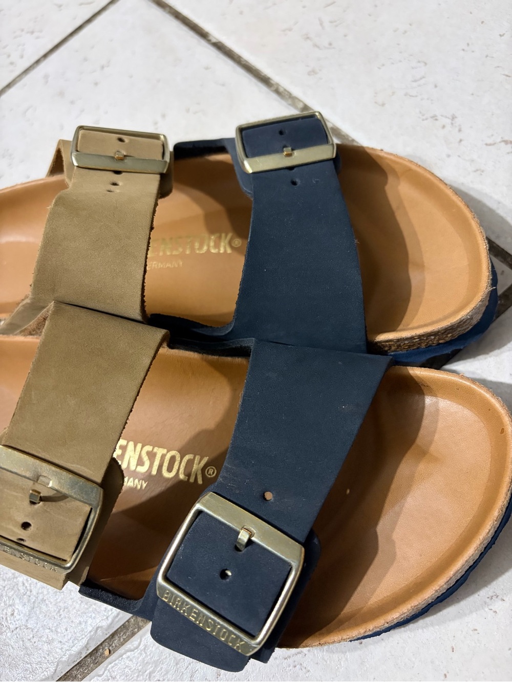 Birkenstock Arizona Split Midnight Sandals - Navy & Tan - Picture 4 of 5